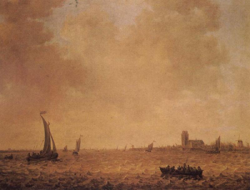 Jan van Goyen View of Dordrecht across the river Merwede oil painting image